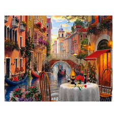 創彩 5D鑽石畫 40x30cm, 湖邊風景, 1個