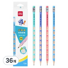 deLi 得力 Pastel三角洞洞HB書寫鉛筆, 36入, 混色