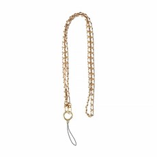 Sunday Life 法式小香風金鏈皮革手機掛繩, 白色, 1條