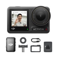 DJI 오즈모 액션캠 ACTION 4 + 송신기 Mic 2 브이로그 콤보 세트, 단일 색상(액션캠), 새도우블랙(송신기)