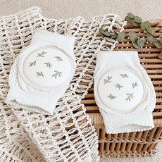 dot to dot 嬰兒刺繡圖案護膝, 2入, Fresh Olive