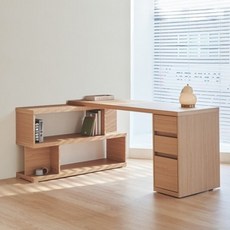 포더홈 퓨리 1200 서랍책상 + 2단 책장 세트 방문설치, 내추럴