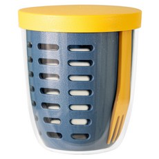 強尼均碼減肥午餐盒午餐鍋叉套裝, 藍色, 1個