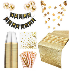 IMOKUBI 亮片圓點派對組合 金色 吸管圖案隨機出貨, 1套