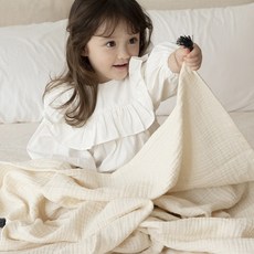 ahtty blanc 三層棉紗毯, 象牙白