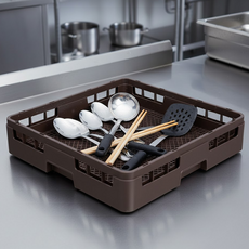 LIVINGMATE 營業用洗碗機籃 平架, 1個, 1層, 棕色