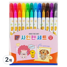 Alpha Alpha Friends 12色簽字筆, 2個, 粉紅色