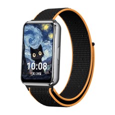 NUART Galaxy Fit 3 尼龍運動錶環錶帶, 黑橘色