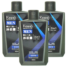 KeSHO 男性三合一保濕舒爽沐浴露, 300ml, 3件