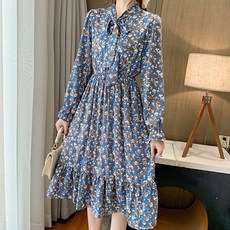LUNA GIRL Runnerboo 碎花連身裙 含大尺碼, 藍色