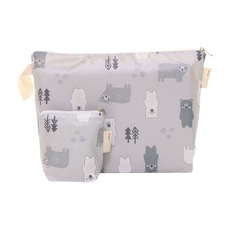 Semoms 雙面防水尿布包 + 迷你收納包, 熊灰色