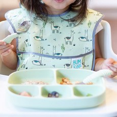 BUMKiNS 孩童矽膠吸盤5格餐盤, 淺綠色, 單品