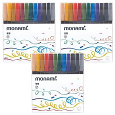monAmi 彩色軟毛筆 12色, 混合色, 3套