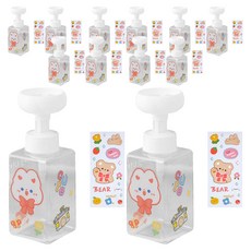 더자카 플라워 거품 핸드워시 디스펜서 2p 450ml + 스티커2p 랜덤발송, 투명, 6세트