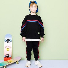 andiapple 兒童亮彩線條設計寬鬆上下套裝