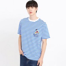 홀하우스 남녀공용 스몰 미키 스트라이프 통기성 반팔 티셔츠 HM2TSU133