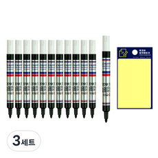 동아 슬림유성매직 12p + 투코비 스티키 메모패드 세트, 흑색(유성매직), 노랑(포스트인), 3세트