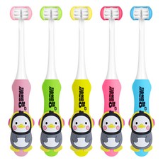 EnergyOPTIMUS Pengsoo立體造型孩童牙刷 5色, 淺粉色+綠色+黃色+粉色+藍色, 5支, 1組