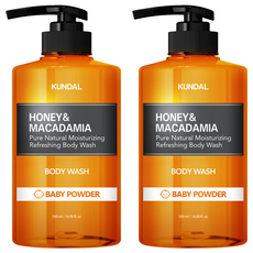 KUNDAL 昆黛爾 蜂蜜澳洲堅果保濕沐浴露 Baby Powder, 500ml, 2瓶