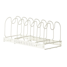 多功能廚房收納置物架 可伸縮底座 金屬材質, 白色, 1組