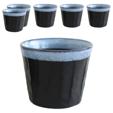 JUST HOME 日本製線條漸變陶瓷茶杯6件組 藍色 180ml, 1組