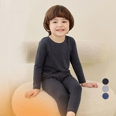 unifriend 童款輕薄發熱條紋9分袖內衣套裝