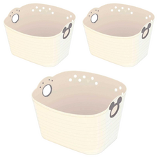 nishiki 錦化成 軟式收納籃 - 27L, 51 x 38 x 34cm, 白色米奇, 3個