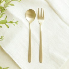 놋향 아동용 방짜유기 소담 세트, 골드, 1세트, 숟가락 + 포크