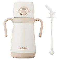LocknLock 樂扣樂扣 Little Love 單觸式不鏽鋼雙柄吸管杯, 象牙白, 1個, 300ml
