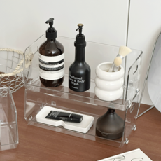 데미무드 오디 아크릴 적층식 선반 화장품 팬트리 정리함, 2개, 투명