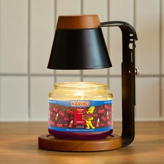 Arbol 定時款 木質融蠟燈 + 酸甜哈瑞寶中號罐裝蠟燭 300g 套組, 黑色木質, 櫻桃可樂