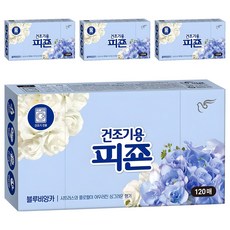 피죤 건조기용 시트 섬유유연제 블루비앙카 본품, 120매입, 4개