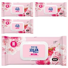 피죤 건조기용 오리지널 섬유유연제 핑크로즈 본품, 80매, 4개