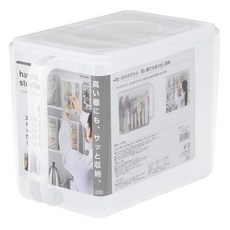 inomata 附柄收納箱 日本產 約9.5L, 32 x 18.7 x 23.3cm, 透明, 1個
