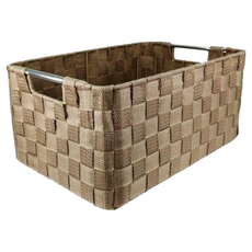 米禾 簡約質感收納籃, S(35 x 23 x 16cm), 卡其色, 1個