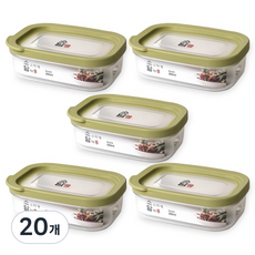 소담 직사각 밀폐용기 1호 그린 300ml, 20개
