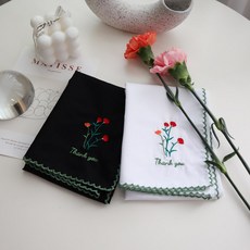 MAISONTEXTILE 康乃馨刺繡手帕2件組 Thankyou