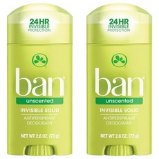 ban 盼 清新體香膏無香味 自然綠色，24小時隱形保護，溫和除臭, 73g, 2件