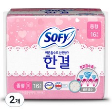 쏘피 한결 생리대 날개형, 중형, 16개입, 2개