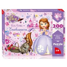 Disney 迪士尼 兒童拼圖 200片 迪士尼新款幼兒童200片紙盒平面拼圖 兒童玩具 益智玩具 學習拼圖蘇菲亞3225, 1盒