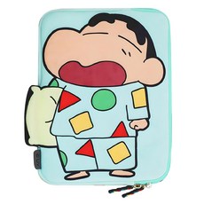 PRUGNA 蠟筆小新柔軟絨毛iPad筆電收納包, 睡衣小新 藍色, 1個