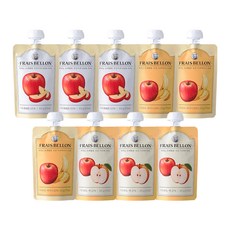 FRAIS BELLON 韓國產可擠式水果泥9入組, 蘋果 + 綜合口味(蘋果/香蕉) + 綜合口味(蘋果/梨), 900g, 1套