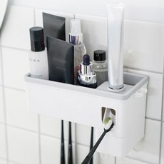 Saenghwalgongsik 多功能擠牙膏收納架, 白色, 1組