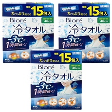 Biore 蜜妮 -3度C涼感濕巾 加大版 46cm, 2g, 3包, 1盒