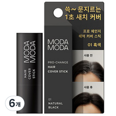 모다모다 프로체인지 헤어 커버 스틱 3.5g, 1호 흑색, 6개
