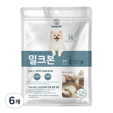 와그작 강아지 밀크본 덴탈껌 M 7p, 오리, 385g, 6개