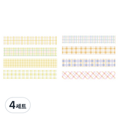체크 패턴 컬러 마스킹테이프 20mm x 2m 4종 세트, 03 레몬, 솔티플라워, 4세트