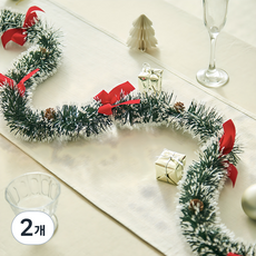 크리스마스 모루 장식 가랜드 반짝이 트리느낌 리본, 레드, 1.8m, 2개