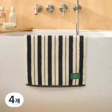 모던하우스 STF 더블 스트라이프 세면타월 40 x 80 cm 190g, 4개, BLACK