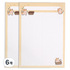 리코즈 리리앤코코 모눈 노트패드 A4, 02스터디리리, 30매, 6개